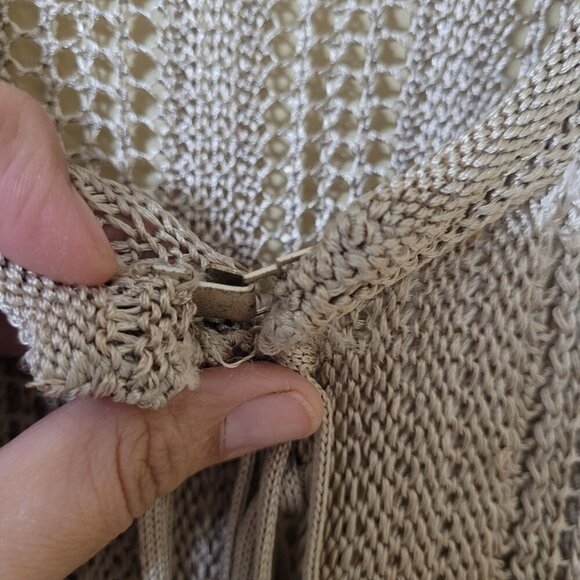 Chicos Open-Knit Fringe Kimono Womens‎ Size M/L Cardigan Duster Boho Cover up - Picture 4 of 8